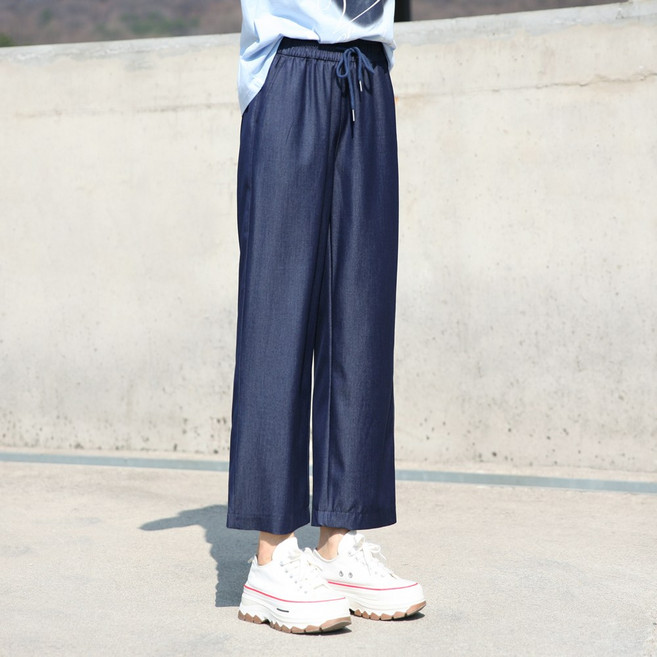 동대문스타일 스판 밴딩 와이드 아이스팬츠 여성 여름바지 통바지