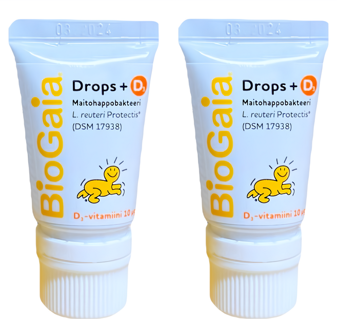 BioGaia 嬰幼兒液體益生菌 D3 益生菌 D-Plus 維生素D益生菌 Protectis Baby Drops 軟管裝, 2個, 10ml