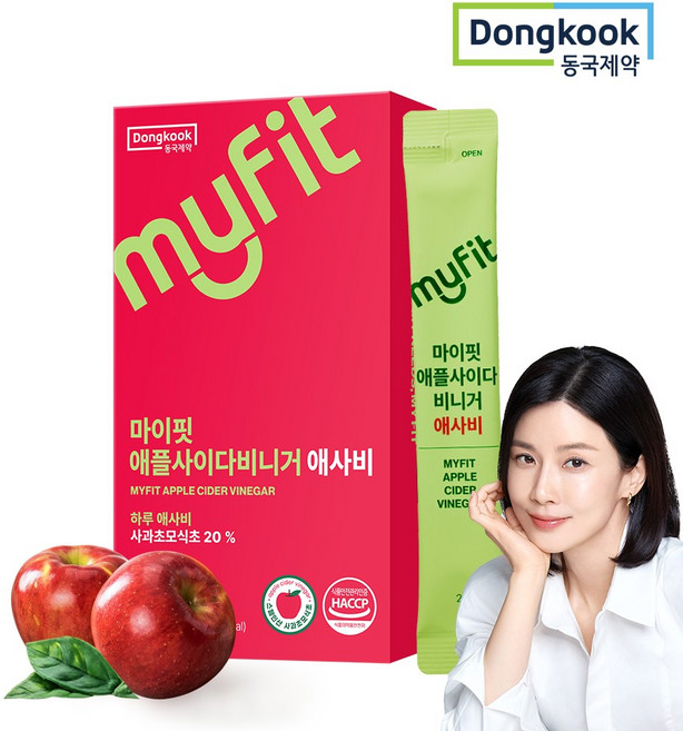 동국제약 마이핏 이보영 유기농 애사비 4000 애플사이다비니거 함유 스틱 사과초모식초, 1박스, 280g