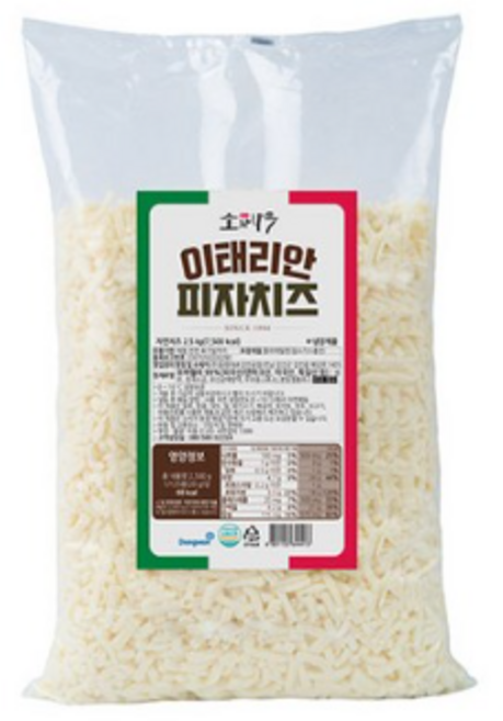 동원 소와나무 이태리안 피자 모짜렐라 치즈, 2.5kg, 2개