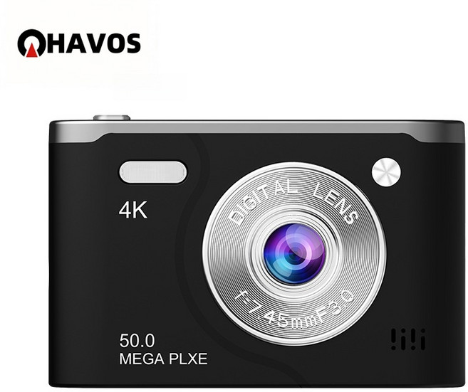 Havos 카메라추천 디지털카메라 브이로그촬영 야외활동 일상기록 가성비 입문용카메라 4K, 검은색