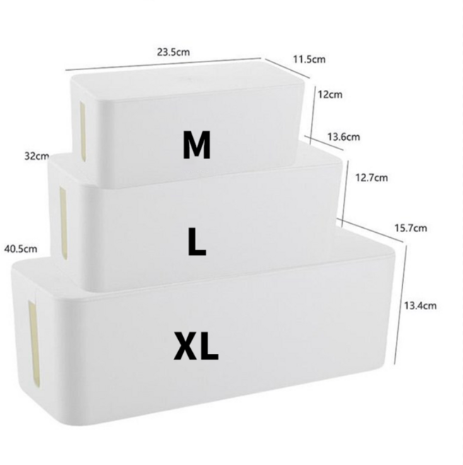 치트몰 심플한 전선 정리함 상자, 1개, 화이트 L