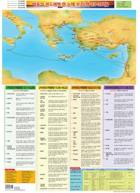 바울의 전도여행 한 눈에 보기 포스터 (지관통케이스), 1개