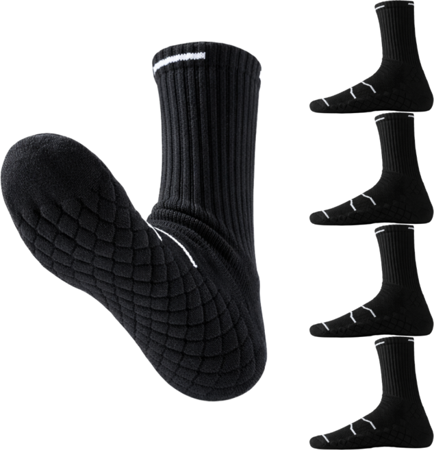에누온드 남녀공용 충격흡수 쿠션 스포츠 두꺼운 양말, 5세트, 블랙