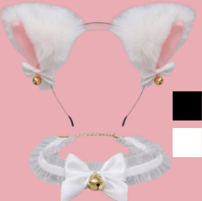 월드맘 코스프레 고양이 머리띠 초커 목걸이 세트