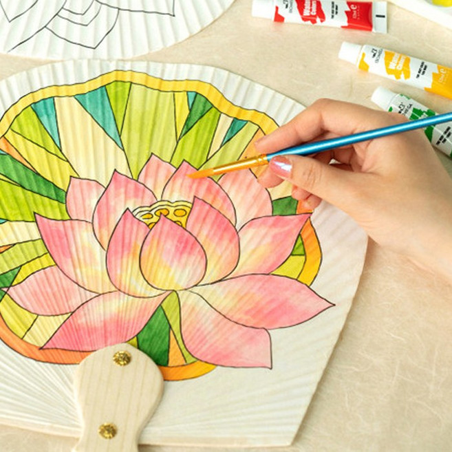 레디코 부채 만들기 고급형 합죽선 한지 종이 접선 옛날 그림 민화 접이식 diy 키트 접는 손부채 여름 꾸미기 재료, 고급형 까치호랑이, 1개