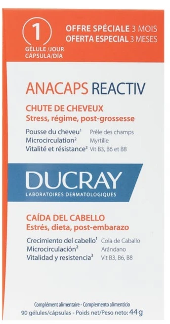 DUCRAY 프랑스 정품 듀크레이 아나캡스 리액티브 90캡슐 (일시적인 머리빠짐), 1개, 90정 - 쿠팡
