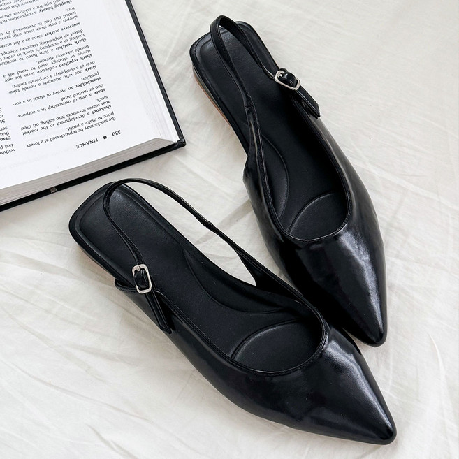 꼼지락 스틸레토 빅사이즈 슬링백 플랫슈즈