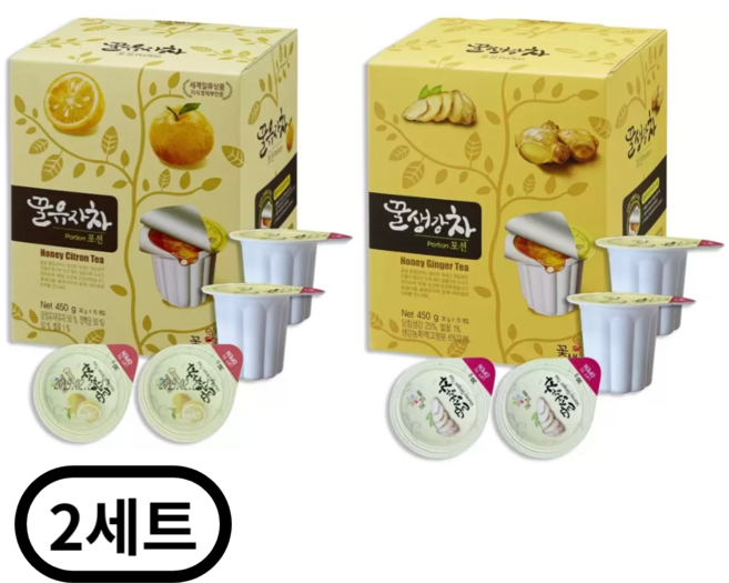 꽃샘 유자차 포션 15T+생강차 포션 15T, 2세트, 2개, 30g