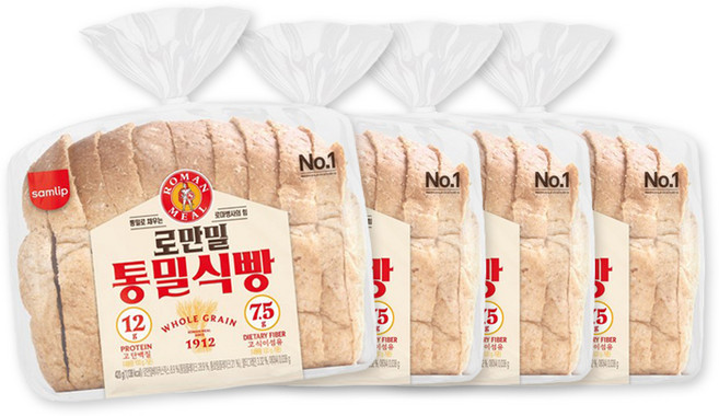 삼립 로만밀 통밀식빵, 420g, 4개