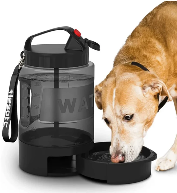 77온스 애완동물 디스펜서 넘어짐 방지 강아지 물그릇 야외 산책용 급수기 걸이형 물통 애완용품, 01 2.2L 1pcs