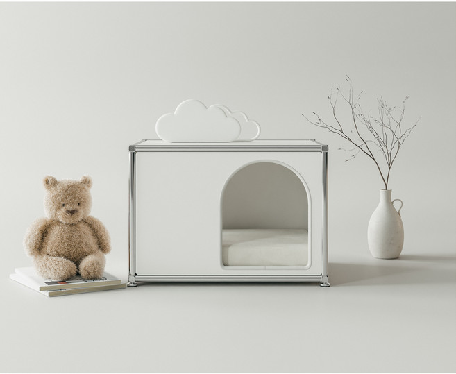 모어홈 모듈러 철제 튼튼 애견하우스 펫하우스 강아지집 고양이집, 화이트, 1개