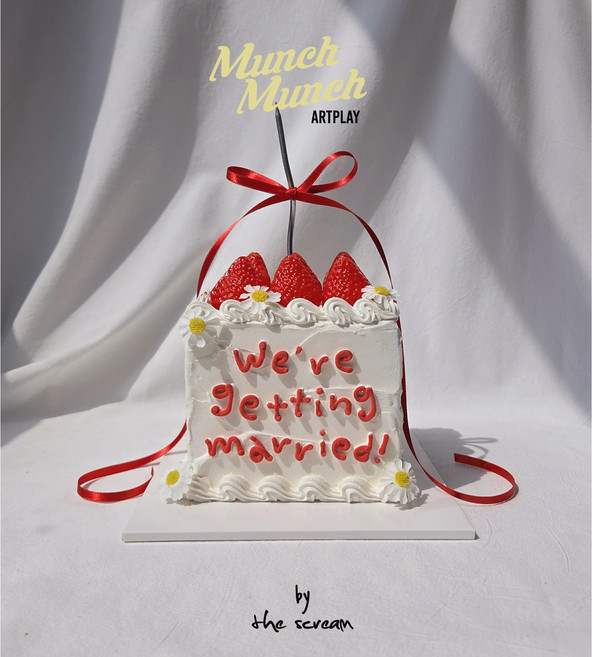 웨딩케이크 만들기 키트 재료 no.23 딸기 모형케이크 소품, 1개, 레드_큐브_통스트로베리