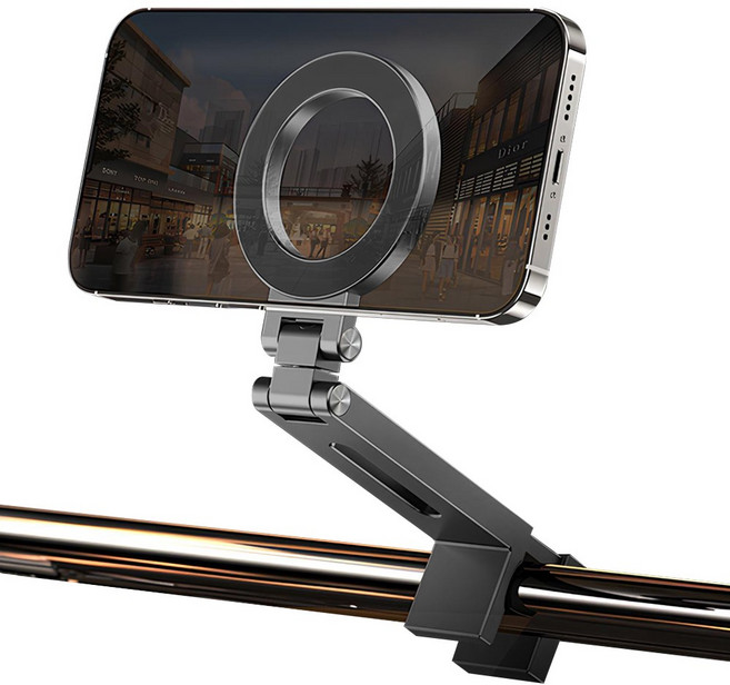 더조은셀러 360도 회전 접이식 맥세이프 호환 다용도 커브 그립 클램프 거치대, 1개, 그레이