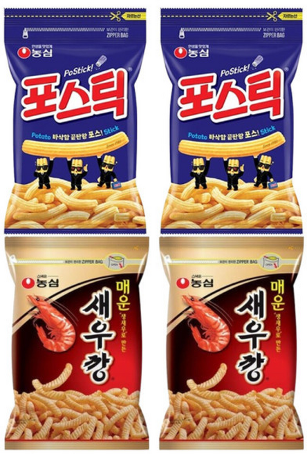 포스틱 + 매운새우깡 대용랑과자/노래방과자, 2개