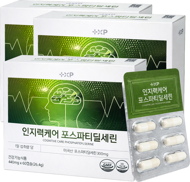 인지력 케어 포스파티딜세린 영양제 미국산 포스타디딜세린 포스파디딜세린 두뇌 뇌 건강 PS 피에스, 60정, 3개