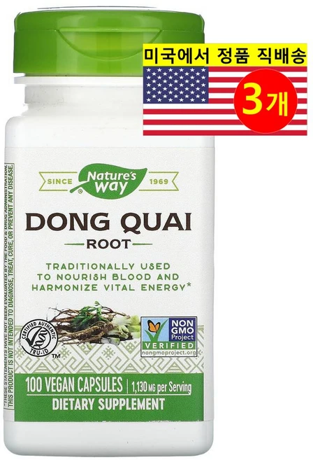Nature's Way 당귀 뿌리 추출 1130mg (정당 565mg) Dong Quai Root, 3개, 100정 - 쿠팡