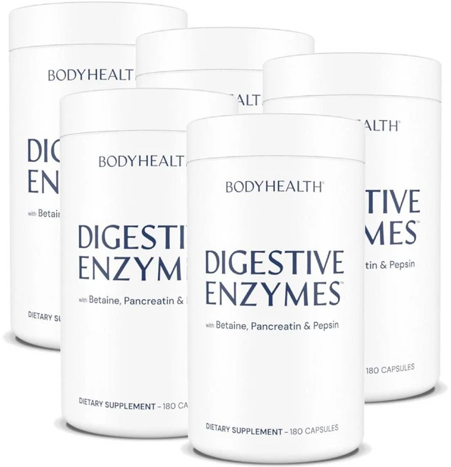 바디헬스 다이제스티브 엔자임 베타인 펩신 판크레아틴 캡슐 BodyHealth Digestive Enzymes, 5개, 180정 - 쿠팡
