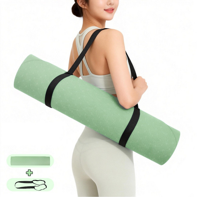 오마이가 TPE 요가매트 두꺼운 홈트매트 필라테스매트, 1개, 페일그린