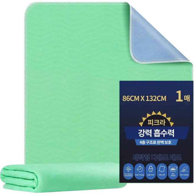 피크라 강아지 배변패드 세탁형 친환경 다용도 방수패드 침대 매트, 1개, 1개입