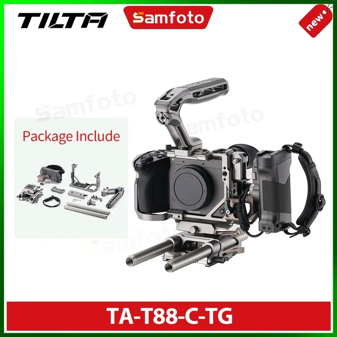 소니 FX2 카메라 케이지 키트용 TILTA (HDMI 클램프 Xeno 탑 핸들 Arca 베이스플레이트 고급 파워 런/스, 04 TA-T88-C-TG