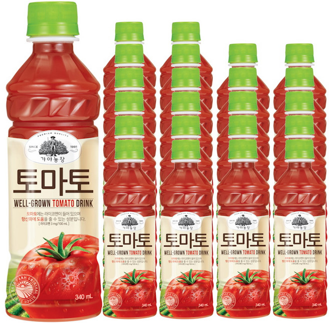 웅진 가야농장 토마토 주스, 340ml, 23개