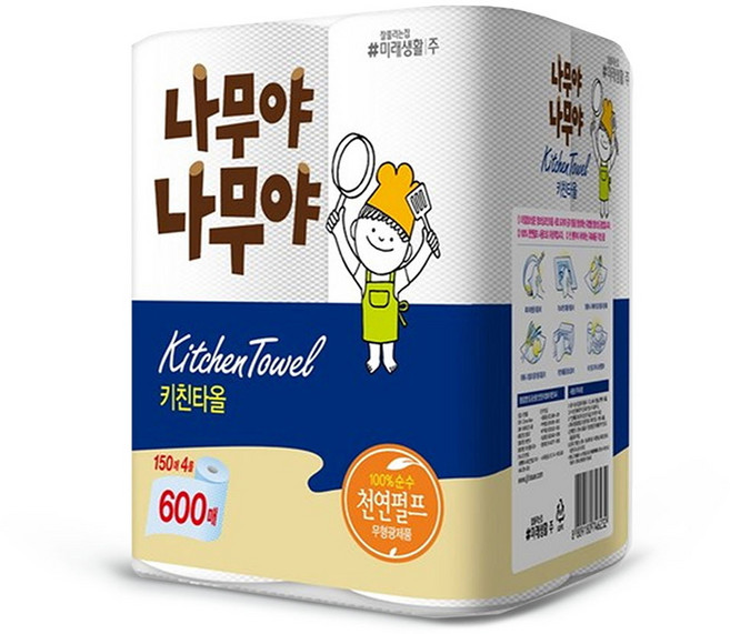 미래생활 나무야 나무야 키친타올 150매 4롤 x1팩, 1