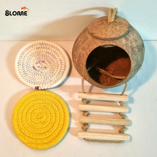 8LOME 도마뱀 코코넛 사다리 예쁜 방석 매트 은신처 숨숨집, 1세트, 내츄럴