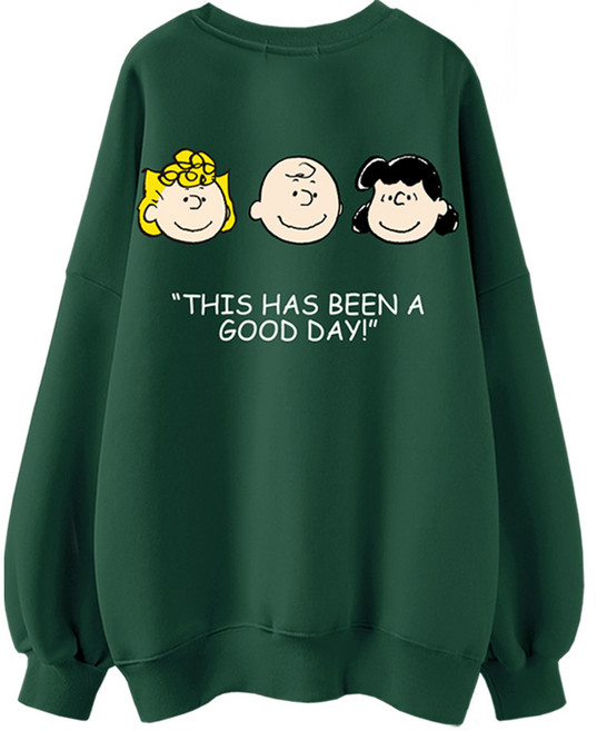 엠제이스타 기모면 피너츠 정품 여성 여자 커플룩 오버핏 스누피 맨투맨