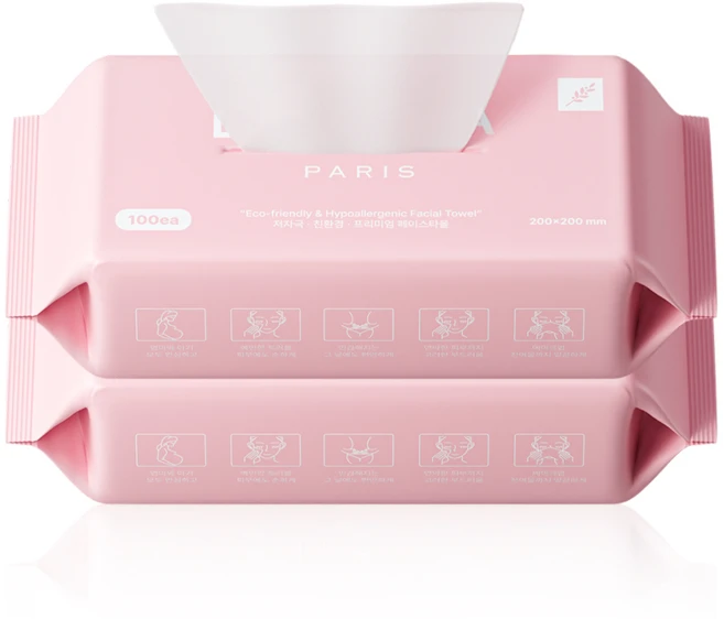 데오라 부드러운 순면 일회용 페이스타올, 2개, 100매 - 쿠팡