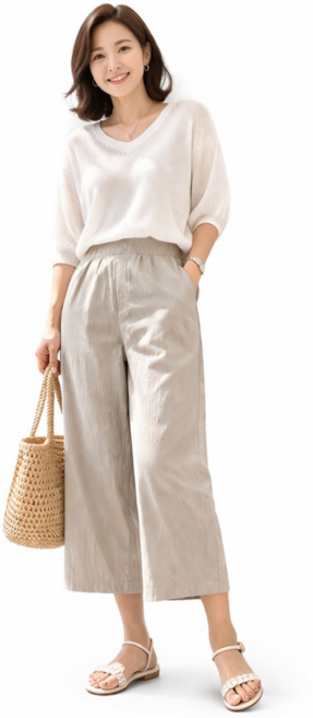 쥬엔리치 여자 여름 바지 스트레이트 일자 와이드 아이스 팬츠 7부/8부/9부