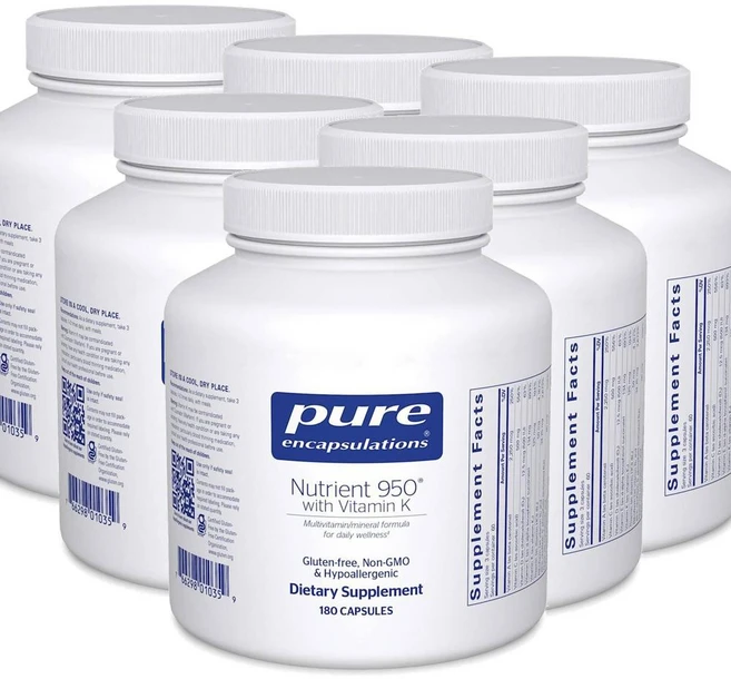 퓨어인캡슐레이션 뉴트리언트 950 비타민K 멀티비타민 캡슐 Pure Encapsulations Nutrient 950 with Vitamin K, 6개, 180정 - 쿠팡