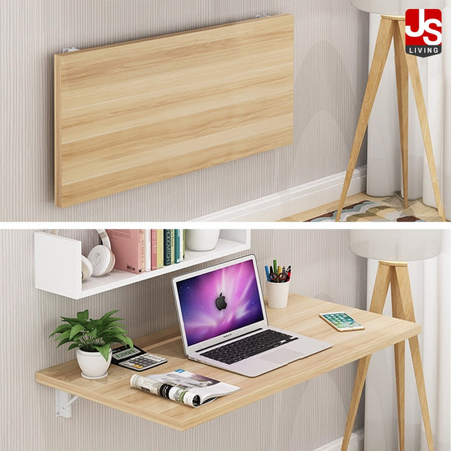 JS리빙 벽선반 미니탁자 벽걸이 테이블 거실테이블 보조 협탁 사이드테이블 원목협탁 쇼파테이블 사이드 밥상 접이식테이블 거실 침대 벽책상 60*40 /MD: 9281*MAh34159