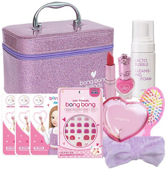 봉봉프렌즈 어린이 키즈 천연 저자극 화장품 초등학생 여아 선물 세트 메이크업박스 3~7세, 1개