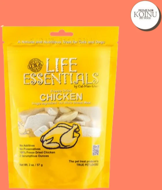 캣만두 라이프에센셜 동결건조 치킨 고양이 강아지 저칼로리 저지방 간식, 57g, 5개 - 쿠팡