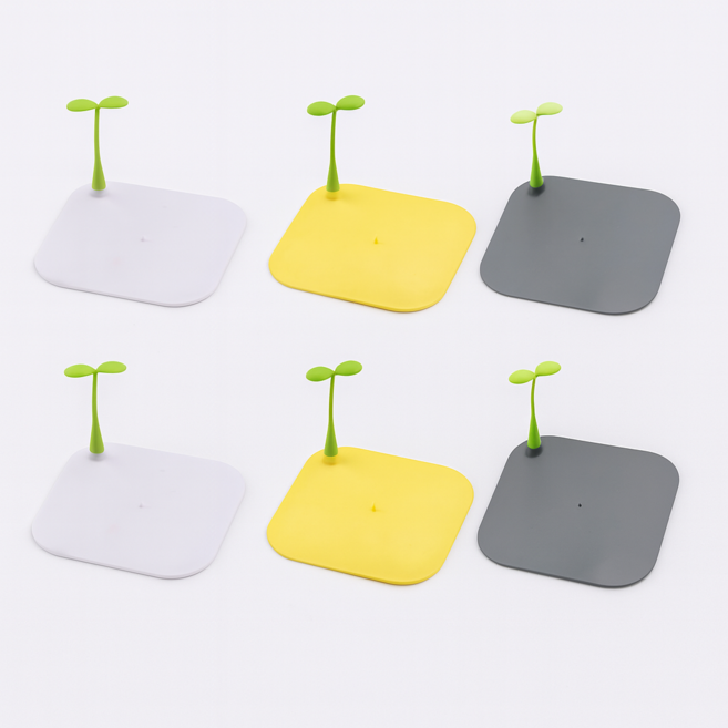 하스몰 콩나물 화장실 냄새 차단 배수구 실리콘 덮개 커버 6개, 1세트, 노란색+흰색+회색