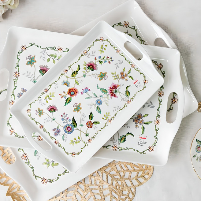 게이또 버킹검 앤틱 멜라민 쟁반 3종세트, 혼합색상, 1세트