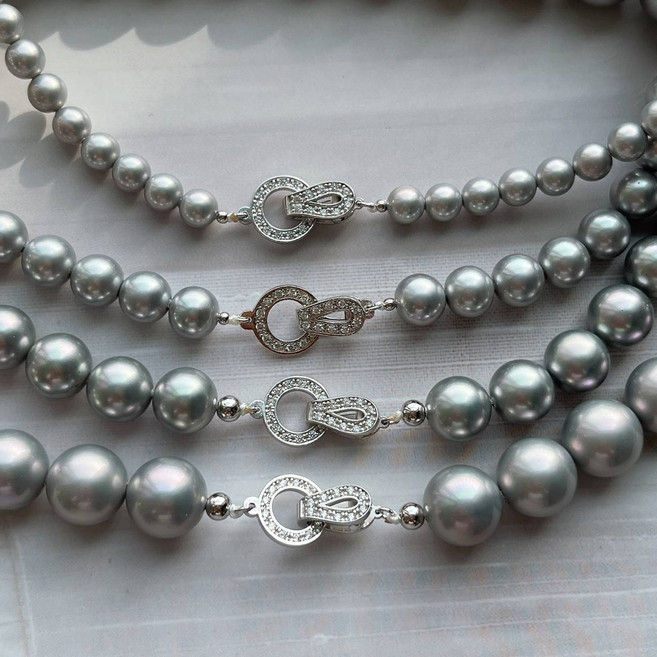 스와로브스키 흑진주 목걸이 여성 진주 목걸이 실버925 6mm 8mm 10mm