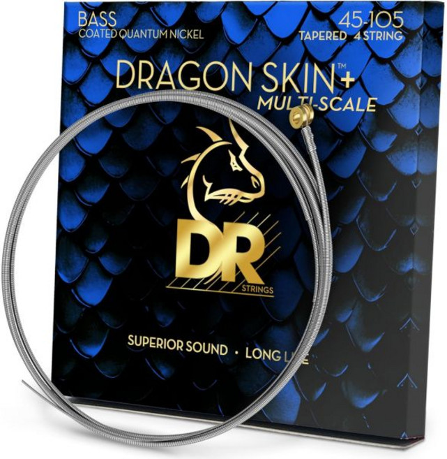 DR Strings 드래곤 스킨+ - 코팅된 퀀텀 니켈 베이스 스트링 – DBQ5-40 뛰어난 사운드와 편안한 감촉 긴 수명 5현 라이트 40-120, DBQM-45 멀티 스케일 미디엄 45-105