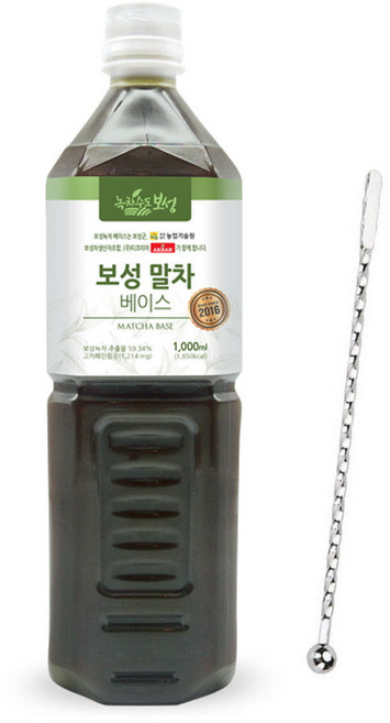 아크바 보성 말차 베이스 1000ml 카페 음료 스텐 머들러 증정, 1개, 1개입, 1L