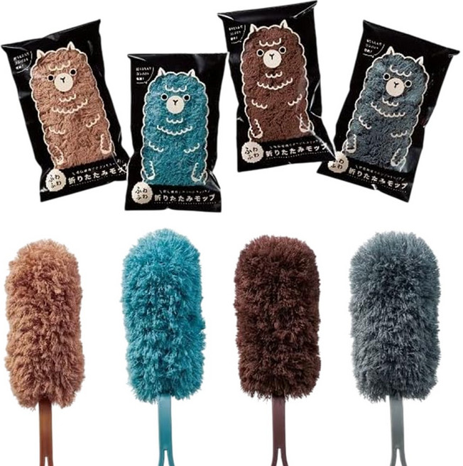 일본 알파카 극세사 접이식 먼지털이 4p, 4개, 남색,갈색,밤색,회색