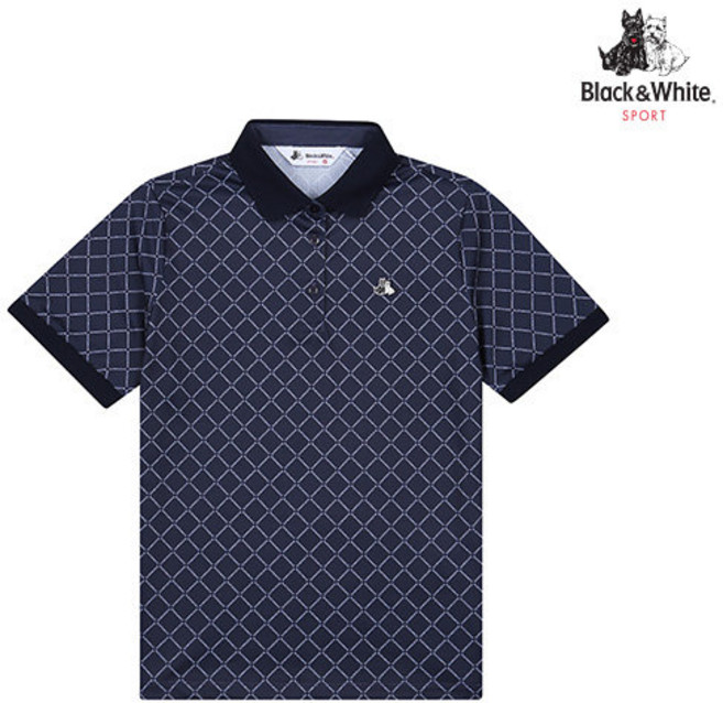 블랙앤화이트 여성 프린트 제에리 반팔 티셔츠 9626LCPP_NAVY 607694