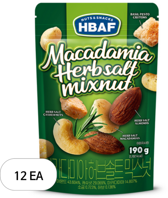 바프 마카다미아 허브솔트 믹스넛, 190g, 12개