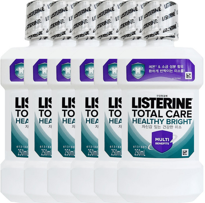 리스테린 토탈케어 헬씨 브라이트 구강청결제, 250ml, 6개