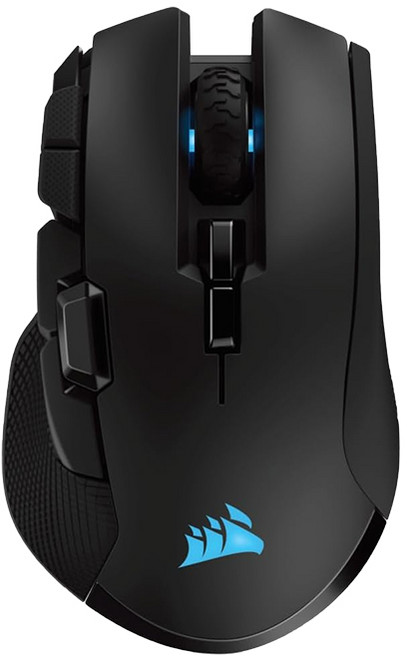 Corsair 海盜船 IRONCLAW 鐵爪 無線電競滑鼠 三模連線 10顆可編程按鈕 不對稱設計 電競滑鼠 無線滑鼠, 黑色, 主商品+送素面鼠墊