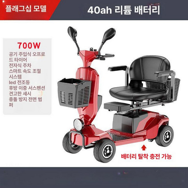 전동휠체어 접이식 장애인 전동차, 1개, AM. 다크블루, 기본 색상