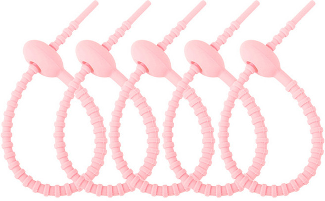 엘에떼 실리콘 케이블타이 215mm 고리타입 선정리 홀더 키링 부자재, 라이트핑크, 20개