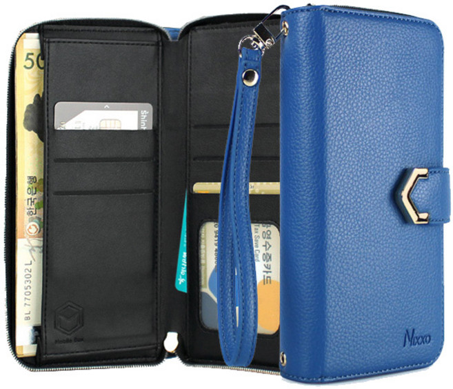 닉쏘 페플 지퍼 수납 지갑형 다이어리 휴대폰 케이스 + 스트랩