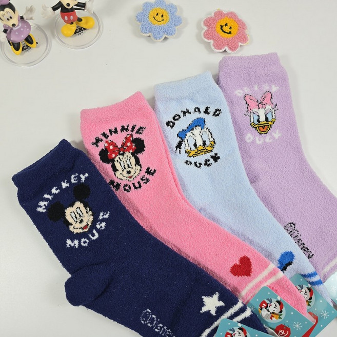 정품 디즈니 수면양말 캐릭터 따뜻한 겨울 양말 미키 미니 도날드 데이지 푸우