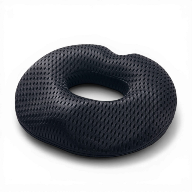 라비인 치질방석 4D 메쉬 메모리폼 도넛형 인체공학 통기성 방석, 1개, 검정색